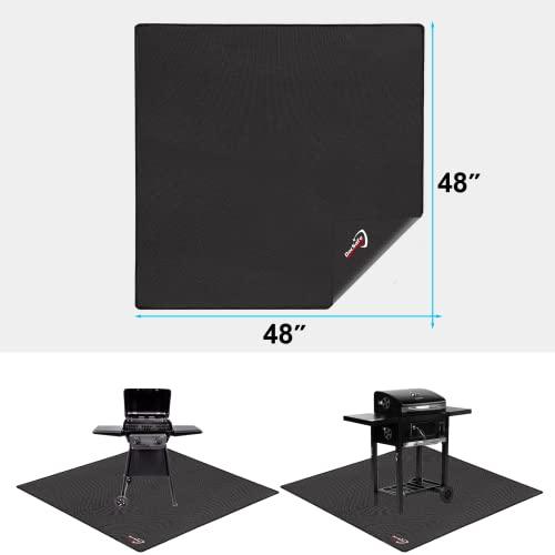 DocSafe Large Under Grill Mat 48" Square Fire Pit Mat,4 Layers Fireproof Mat Grill Pads Protect for Deck,Patio,Outdoor Charcoal,Smokers,Wood Floor,Indoor Fireplace Mat,Reusable Oil-Proof＆Waterproof - CookCave