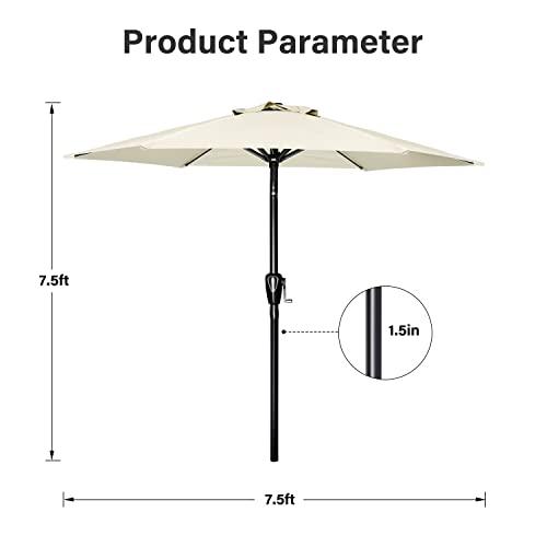 Simple Deluxe 7.5ft Patio Umbrella Outdoor Table Market Yard Umbrella with Push Button Tilt/Crank, 6 Sturdy Ribs for Garden, Deck, Backyard, Pool, Beige - CookCave
