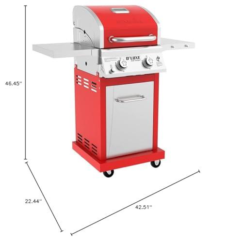 Nexgrill Deluxe 2-Burner Propane Barbecue Gas Grill with Warming Rack, 401 sq. in, 28000 BTUs, Outdoor Cooking, Patio, Barbecue Grill, Foldable Side Table, with Full stainless Steel Control Panel, Red - CookCave