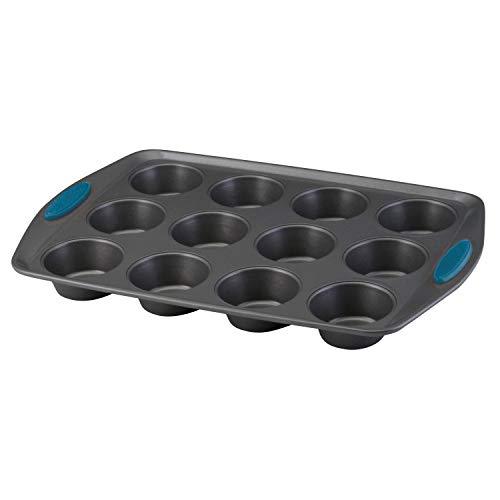 Rachael Ray Yum -o! Nonstick Bakeware 12-Cup Muffin Tin With Grips / Nonstick 12-Cup Cupcake Tin With Grips - 12 Cup, Gray - CookCave