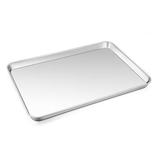 16 In Stainless Steel Baking Sheet, Joyfair Commercial Cookie Sheet for Oven, Large Baking Pan Tray for Bacon, Steak, Salmon, Heavy Duty & Non-toxic, Mirror Finish & Dishwasher Safe, 16 x 12 Inch - CookCave