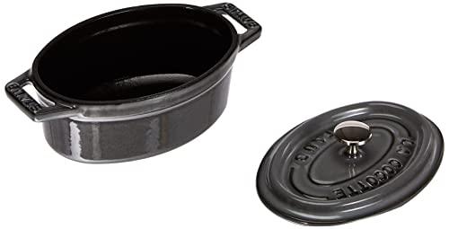 STAUB Cast Iron Oval Mini Cocotte, 11cm, Graphite Grey - CookCave