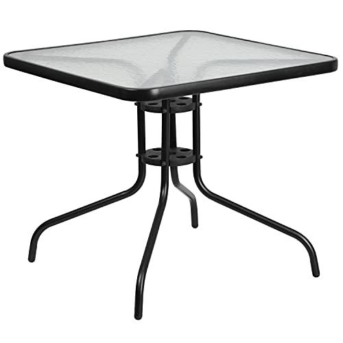 Flash Furniture Barker 31.5'' Square Tempered Glass Metal Table - CookCave