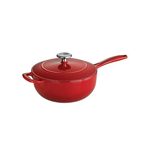 Tramontina Enameled Covered Saucier Cast Iron 3-Quart Gradated Red, 80131/061DS - CookCave