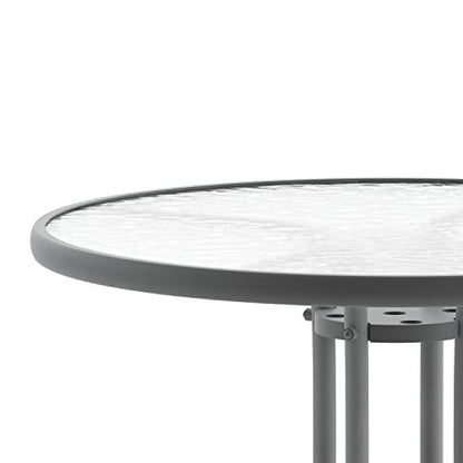 Flash Furniture Bellamy 31.5'' Round Tempered Glass Metal Table, Silver - CookCave