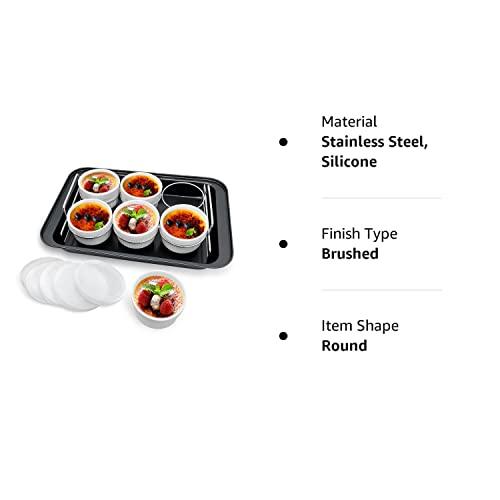 Ramekins Set with 6 Silicone Lids, Mothers Day Gifts Creme Brulee Making Set, Set of 6 Porcelain Ramekins, Oven Safe Covered Bowls & Soufflé Ramiken - CookCave