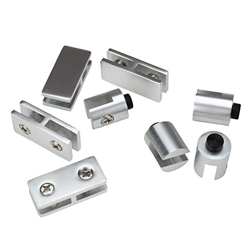 Celestial DIY Wind Guard Center Connectors Hardware, Tempered Glass Connector Kit, 4 Straight Connectors and 4 Feet, Aluminum, for Custom Sized Wind Guard on Outdoor Gas Fire Pits - CookCave