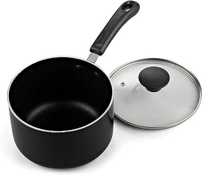 Cook N Home Nonstick Sauce Pan with Glass Lid 2-Qt, Multi-purpose Pot Saucepan Kitchenware, Black, Aluminum - CookCave