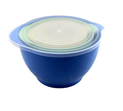 Dependable Industries inc. Essentials 3 Piece Storage and Batter Mixing Bowl Set with Lids Nesting with Pouring Spout and Handle Ideal for Mixing and Food Storage - CookCave