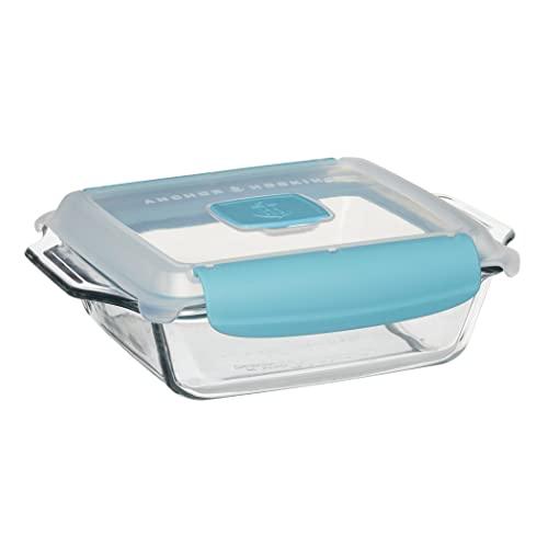 Anchor Hocking 8 Inch Square Cake Dish with TrueLock Locking Lid Bakeware - CookCave