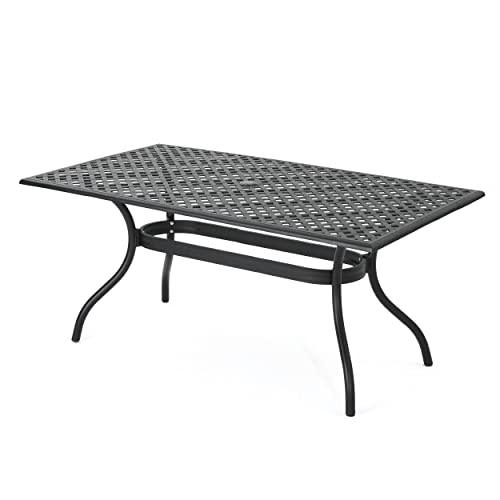 Christopher Knight Home Cayman Cast Aluminum Rectangle Table, Black Sand - CookCave