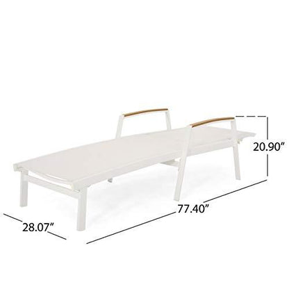 Christopher Knight Home Teresa Outdoor Aluminum Chaise Lounge with Mesh Seating (Set of 2), White - CookCave