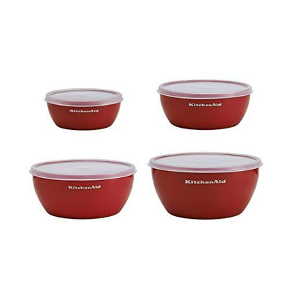 KitchenAid Classic Prep Bowls with Lids, Set of 4, Empire Red - CookCave