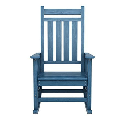 SERWALL Oversized Rocking Chair, Outdoor Rocking Chair for Adults, All Weather Resistant Porch Rocker for Lawn Garden, Blue - CookCave