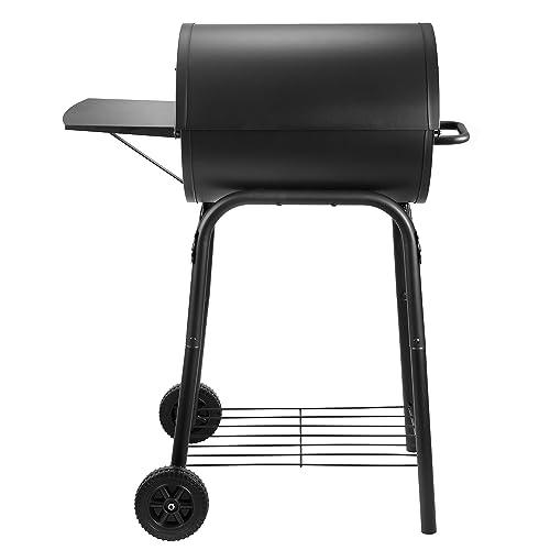 Charcoal Grills Outdoor BBQ Grill, Barrel Charcoal Grill with Side Table, with Nearly 500 Sq.In. Cooking Grid Area, Outdoor Backyard Camping Picnics, Patio and Parties, Black by DNKMOR - CookCave