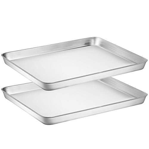 Wildone Baking Sheet with Silicone Mat Set, Stainless Steel Cookie Pan with Baking Mat, Size 16 x 12 x 1 Inch, Set of 4-2 Sheets + 2 Mats - CookCave