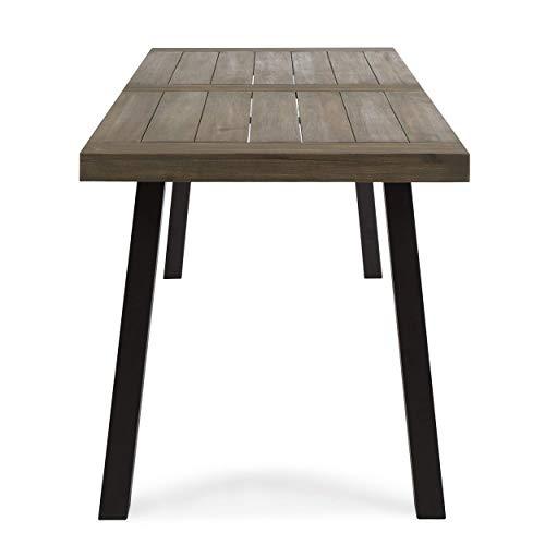 Christopher Knight Home Della Outdoor Acacia Wood Dining Table with Metal Legs, Grey Finish / Rustic Metal - CookCave