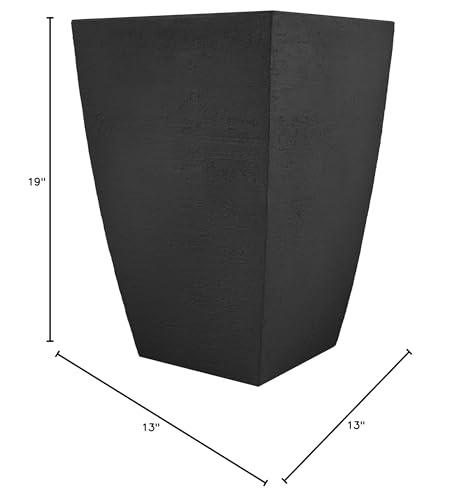 Tusco Products MSQT19BK Modern Square Garden Planter, 19-Inches Tall, Black - CookCave