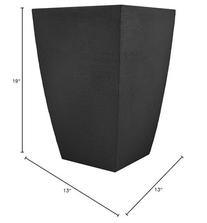 Tusco Products MSQT19BK Modern Square Garden Planter, 19-Inches Tall, Black - CookCave