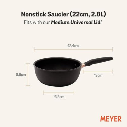 Meyer Accent Series Hard Anodized Nonstick Sauce Pan/Saucepan/Saucier, 3 Quart, Matte Black - CookCave