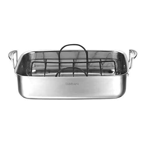 Cuisinart 7117-15NSR 15" Stainless Steel Roaster w/Non-Stick Rack Chef's-Classic-Stainless-Cookware-Collection, Inch - CookCave