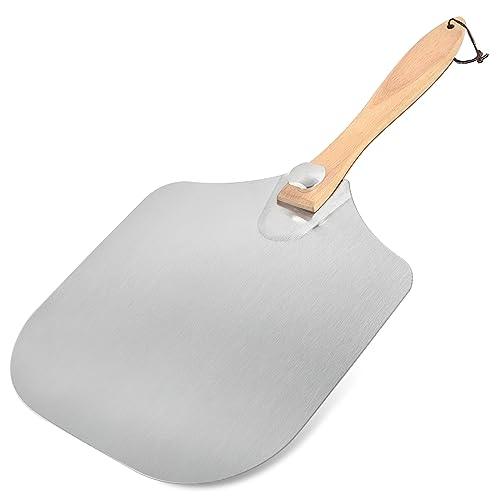 Luvan Aluminum Metal Pizza Peel with Foldable Wooden Handle,12x14 Inch Aluminum Pizza Peel,Pizza Paddle Foldable Pizza Peel Pizza Spatula Paddle Pizza Spatula for Oven,Baking Homemade Pizza Bread - CookCave