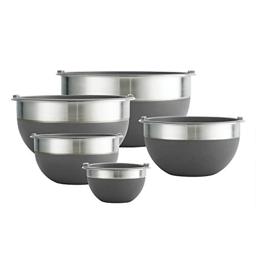 Tramontina 10 Pc Covered Stainless Steel and Silicone Mixing Bowl Set (Gray) - CookCave
