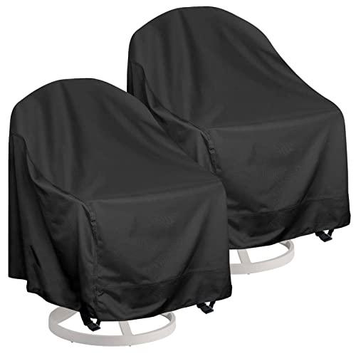 ZILOMI Outdoor Swivel Lounge Chair Cover 2 Pack, Fits Most Lawn Patio Chairs / Swivel Dining Chair (28'' Lx31'' Wx36'' H) ,480D Oxford Cloth Water Resistant,Black, JJZ-01 - CookCave