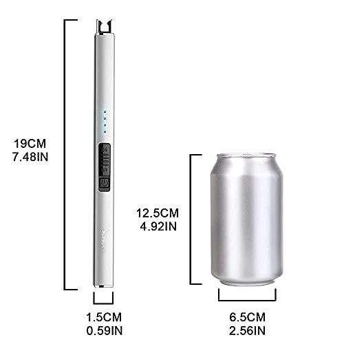 SUPRUS Electric Lighter Arc Windproof Flameless USB Lighter Rechargeable Lighter with Safety Lock for Candle BBQ Camping (Silver) - CookCave