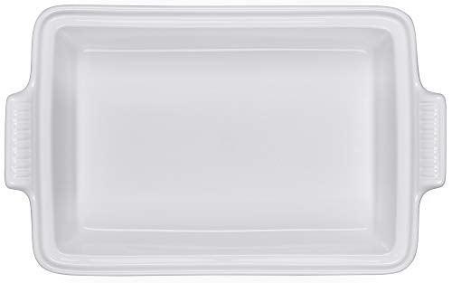 Le Creuset Stoneware Heritage Covered Rectangular Casserole, 4 qt. (12" x 9"), White - CookCave