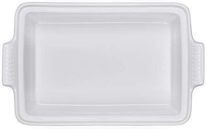 Le Creuset Stoneware Heritage Covered Rectangular Casserole, 4 qt. (12" x 9"), White - CookCave