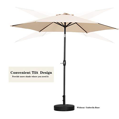 HYD-Parts 9FT Patio Umbrella Outdoor Table Umbrella,Market Umbrella with Push Button Tilt and Crank for Garden, Lawn, Deck, Backyard & Pool (Khaki) - CookCave