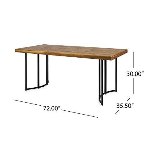 Christopher Knight Home Samuel Outdoor Modern Industrial Acacia Wood Dining Table, Teak and Black - CookCave