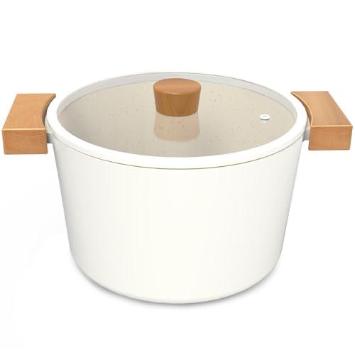 imarku 6 Qt Nonstick Stock Pot with Lid, Cooking Pot Soup Pot with Heat Resistant Wooden Handle, Durable Canning Pot, Induction Cookware for All Stovetops, PFOA Free, Valentines Day Gifts for Him Her - CookCave