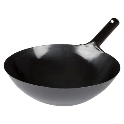 Winco Chinese Wok with Integral Handle, 14-Inch, Black - CookCave