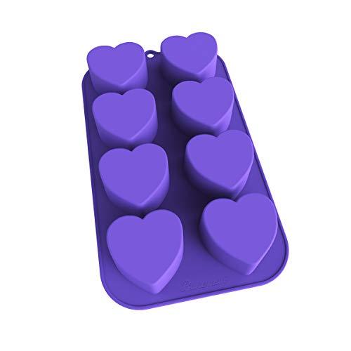 Bakerpan Silicone Heart Mold for Baking, Mini Cake Heart Pan, Valentine's Day Silicone Mold, Heart Muffin Baking Tray, 2 1/4 Inch Hearts, Heart Silicone Mold - 8 Cavities - CookCave