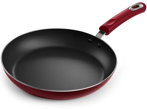 Utopia Kitchen Saute Fry Pan - Nonstick Frying Pan - 11 Inch Induction Bottom - Aluminum Alloy and Scratch Resistant Body - Riveted Handle (Red-Black) - CookCave