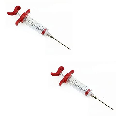 Magik 1-2 Pack Plastic Food Marinade Injector Syringe Screw-on Meat Needle BBQ (Red, 2 Pack) - CookCave