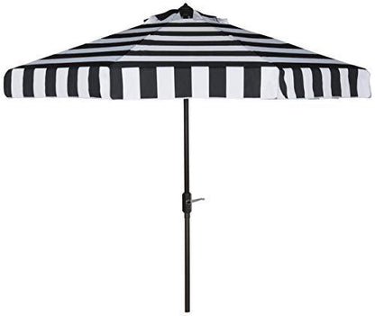 Safavieh PAT8003A Outdoor Collection Elsa Fashion Line Auto Tilt Umbrella, 9', Black/White - CookCave