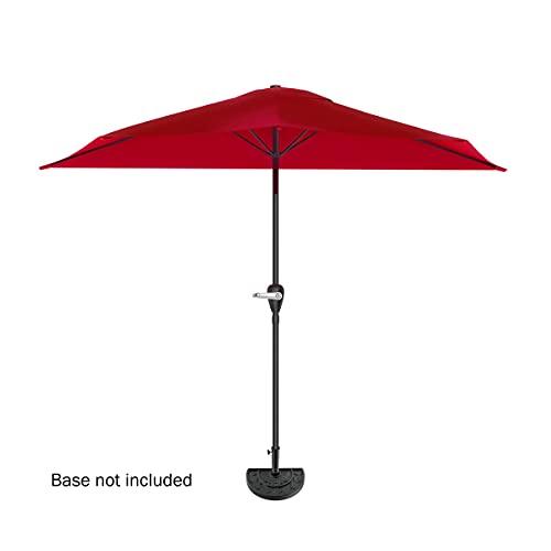 Pure Garden 9-Foot Half Patio Umbrella – Easy Crank Semicircle Opening Shade Canopy – For Against a Wall, Porch, or Balcony Furniture (Red) - CookCave
