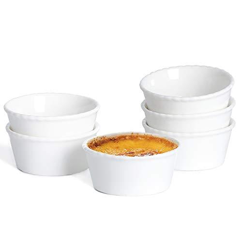 ONTUBE Ceramic Souffle Dishes Set of 6, Porcelain Ramekins Bakeware Set for Ramekin, 4oz (White) - CookCave