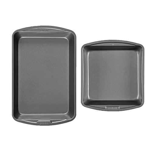 GoodCook Nonstick Steel 8" x 8" and 13" x 9" Baking Pan Set, 2pk, Gray - CookCave