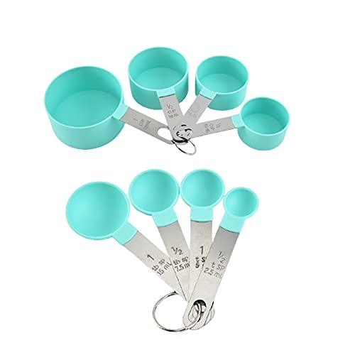 Measuring Cups and Spoons Set, 8 Pieces Measuring Cups and Measuring Spoons with Stackable Stainless Steel Handle Measure Dry or Liquid Ingredients Measuring Set for Kitchen Cooking and Baking (Green) - CookCave