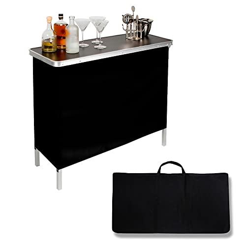 Trademark Innovations Skirt and Carrying Case Included Portable Bar Table, 1 Shelf, Silver - CookCave