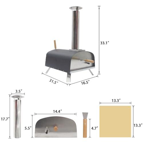 Pizza Oven 13" Wood Fired Outdoor Stove Portable Backyard Pizza Maker - CookCave