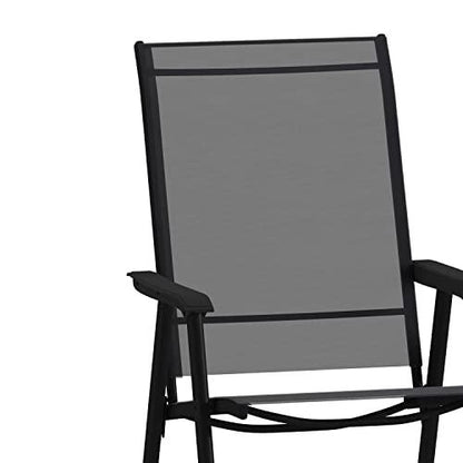 Flash Furniture Paladin Black Outdoor Folding Patio Sling Chair with Black Frame (2 Pack) - CookCave