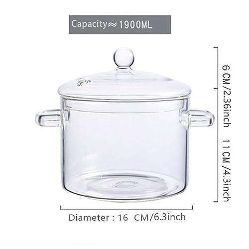 Glass Saucepan with Cover Heat-resistant Glass Stovetop Pot and Pan with Lid for Pasta Noodle, Soup, Milk, Baby Food (64oz/1900ml) - CookCave