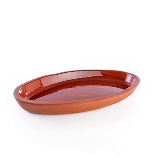 Luksyol Handmade Terracotta Oven Tray Set of 3 - Authentic Mexican Pottery for Tajine, Moroccan, Indian Cooking | Oven-Safe Clay Pans for Baking and Slow-Cooking | Lead-Free, Brown Glazed Cookware - CookCave