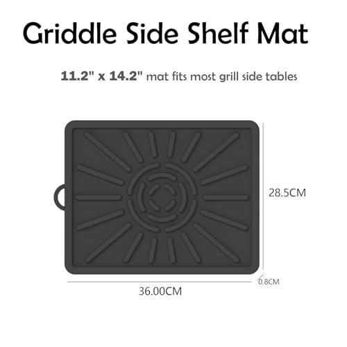 Grill Mat, Side Shelf Mat for Blackstone, Silicone Grill Pad for Outdoor Grill Kitchen Counter, Food Grade Griddle Mat, BBQ Grill Mats, Baking Mats, Grill Prep Trays, Hot Pads (2 Pack, Black) - CookCave