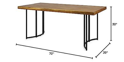 Christopher Knight Home Samuel Outdoor Modern Industrial Acacia Wood Dining Table, Teak and Black - CookCave